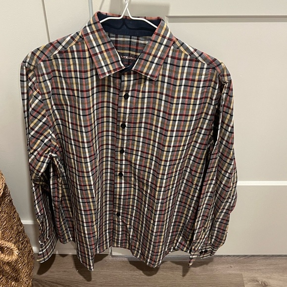 Tasso Elba Vibrant Red and Yellow Casual Shirt - Picture 1 of 5